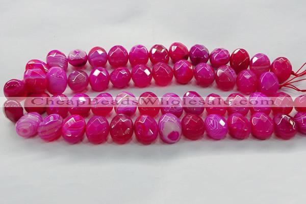 CAG9056 15.5 inches 15*20mm faceted oval line agate beads