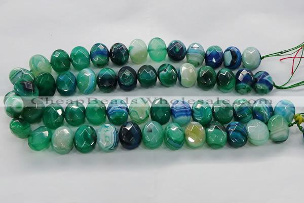 CAG9058 15.5 inches 15*20mm faceted oval line agate beads