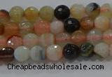 CAG9220 15.5 inches 4mm faceted round line agate beads wholesale