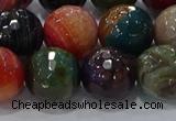 CAG9267 15.5 inches 14mm faceted round line agate beads wholesale