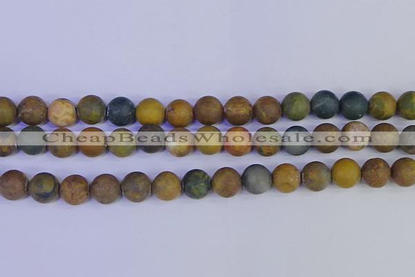 CAG9285 15.5 inches 14mm round matte ocean jasper beads wholesale