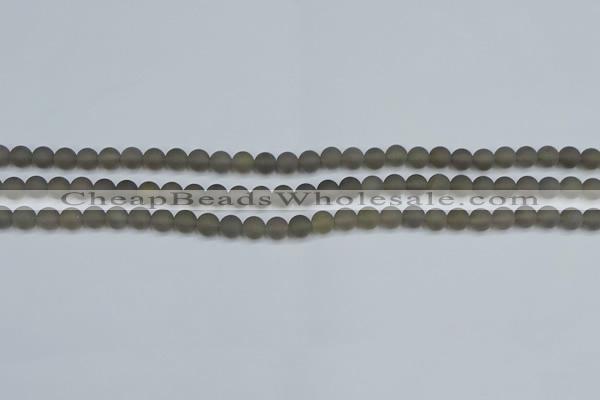 CAG9310 15.5 inches 4mm round matte grey agate beads wholesale