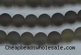 CAG9311 15.5 inches 6mm round matte grey agate beads wholesale