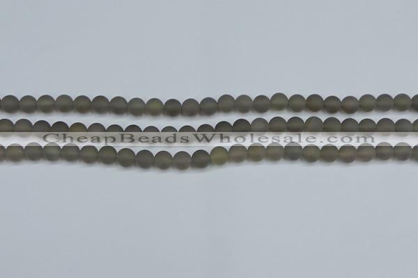 CAG9311 15.5 inches 6mm round matte grey agate beads wholesale