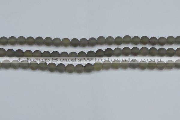 CAG9312 15.5 inches 8mm round matte grey agate beads wholesale