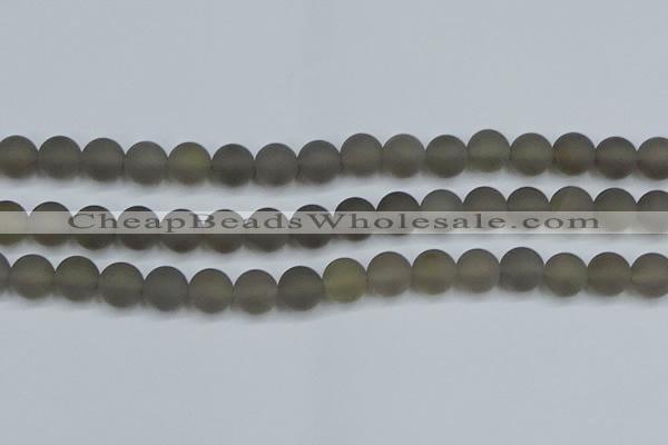 CAG9315 15.5 inches 14mm round matte grey agate beads wholesale