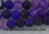 CAG9320 15.5 inches 6mm round matte line agate beads wholesale