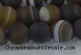 CAG9340 15.5 inches 12mm round matte line agate beads wholesale