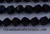 CAG9351 15.5 inches 6mm faceted nuggets black agate beads