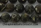 CAG9383 15.5 inches 10mm round matte turritella agate beads