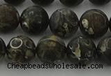 CAG9384 15.5 inches 12mm round matte turritella agate beads