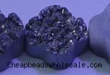 CAG9422 7.5 inches 16*16mm flower silver plated druzy agate beads