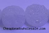 CAG9433 7.5 inches 20mm coin white plated druzy agate beads