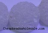 CAG9436 7.5 inches 35mm coin white plated druzy agate beads