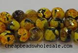 CAG9452 15.5 inches 8mm faceted round fire crackle agate beads