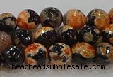 CAG9457 15.5 inches 8mm faceted round fire crackle agate beads