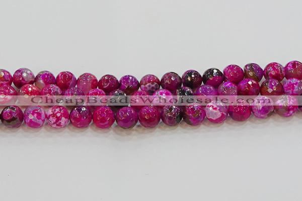 CAG9469 15.5 inches 12mm faceted round fire crackle agate beads