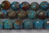 CAG9482 15.5 inches 8mm faceted round blue crazy lace agate beads