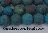 CAG9495 15.5 inches 10mm round matte blue crazy lace agate beads