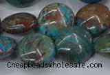 CAG9516 15.5 inches 16mm flat round blue crazy lace agate beads