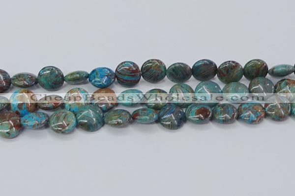 CAG9516 15.5 inches 16mm flat round blue crazy lace agate beads