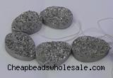 CAG9672 7.5 inches 30*40mm teardrop silver plated druzy agate beads