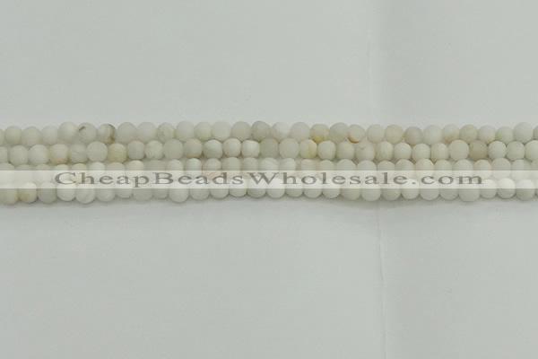 CAG9700 15.5 inches 4mm round matte grey agate beads wholesale