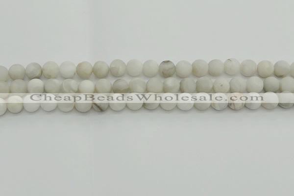 CAG9702 15.5 inches 8mm round matte grey agate beads wholesale