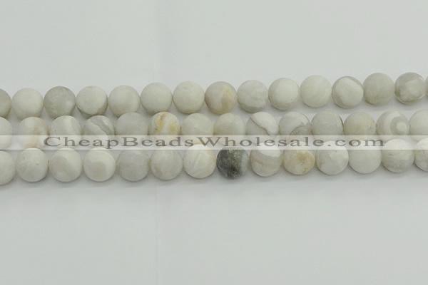 CAG9704 15.5 inches 12mm round matte grey agate beads wholesale