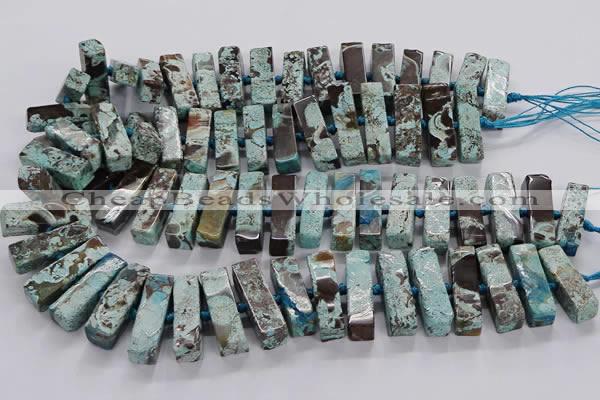 CAG9798 15.5 inches 9*25mm - 10*35mm cuboid ocean agate beads