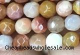 CAG9810 15.5 inches 4mm faceted round wood agate beads wholesale