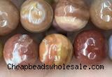 CAG9813 15.5 inches 10mm faceted round wood agate beads