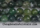 CAG9824 15.5 inches 6mm faceted round moss agate beads