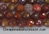 CAG9845 15.5 inches 4mm faceted round red moss agate beads