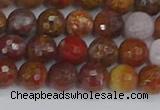 CAG9846 15.5 inches 6mm faceted round red moss agate beads