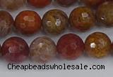 CAG9847 15.5 inches 8mm faceted round red moss agate beads