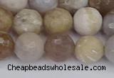 CAG9855 15.5 inches 10mm faceted round ocean fossil agate beads