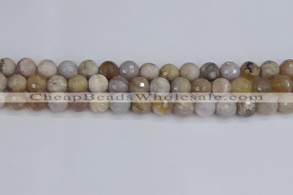 CAG9855 15.5 inches 10mm faceted round ocean fossil agate beads