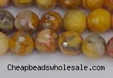 CAG9870 15.5 inches 8mm faceted round yellow crazy lace agate beads