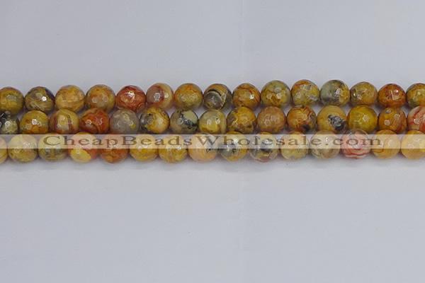 CAG9871 15.5 inches 10mm faceted round yellow crazy lace agate beads