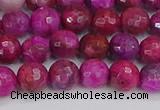 CAG9876 15.5 inches 6mm faceted round fuchsia crazy lace agate beads