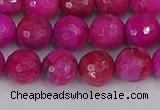 CAG9877 15.5 inches 8mm faceted round fuchsia crazy lace agate beads