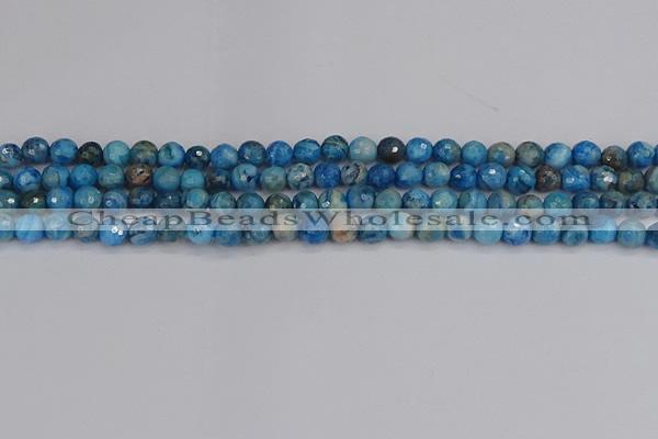 CAG9882 15.5 inches 4mm faceted round blue crazy lace agate beads