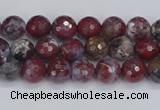 CAG9903 15.5 inches 4mm faceted round red lightning agate beads