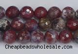 CAG9904 15.5 inches 6mm faceted round red lightning agate beads