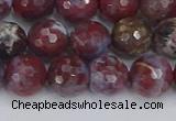 CAG9905 15.5 inches 8mm faceted round red lightning agate beads