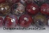 CAG9907 15.5 inches 12mm faceted round red lightning agate beads