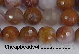 CAG9912 15.5 inches 8mm faceted round red moss agate beads