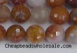 CAG9913 15.5 inches 10mm faceted round red moss agate beads