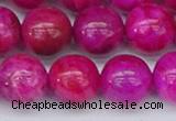 CAG9928 15.5 inches 12mm round fuchsia crazy lace agate beads